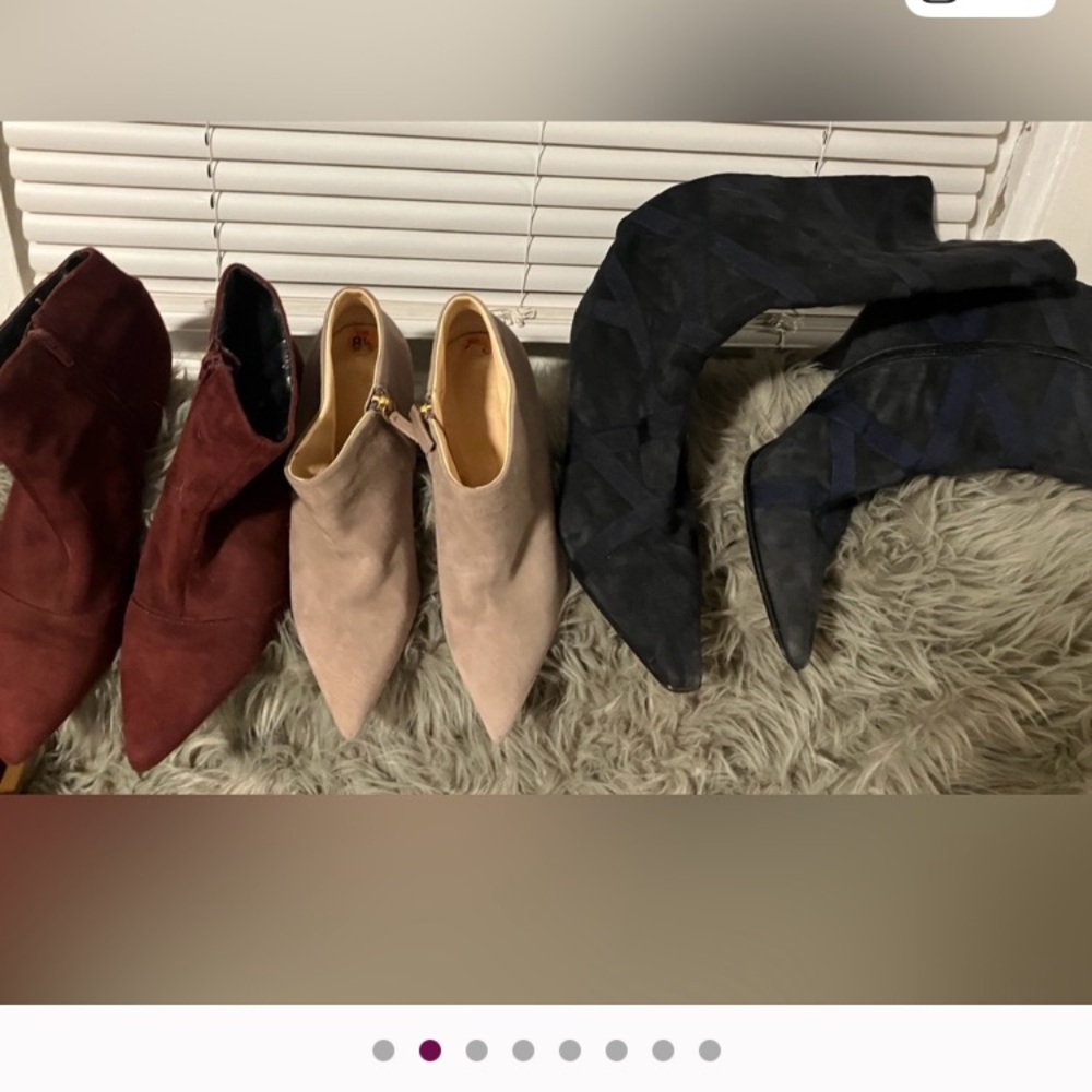 Suede Ankle Boots Beige, and Burgundy. Navy suede knee boots. Buy all 3 for $99!